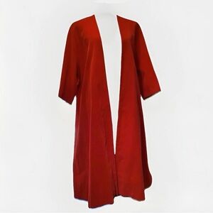 Vintage 1940’s Red Velvet Long Coat 3/4 Sleeves. Vogue Apparel Shop Timeless Sm